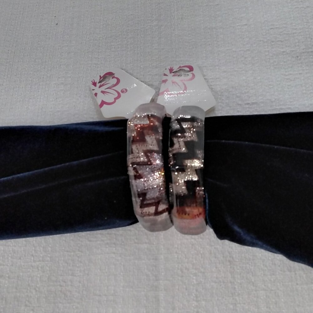 J Love bangles bracelet Set of 2 Chunky Acrylic Beach Pool Travel Sparkle Bold